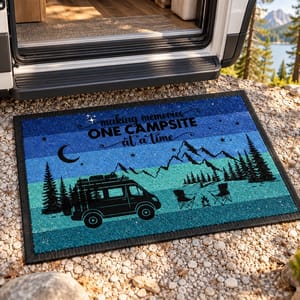 Retro Sunset Welcome To Our Campsite Camping Patio Matm Personalized Gift