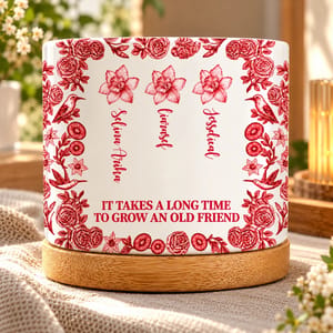 Toile De Jouy Birth Flower Grow An Old Friend - Personalized Ceramic Plant Pot