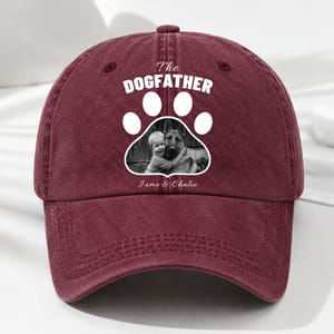 Cool Dog Dad Photo - Personalized Vintage Washed Denim Cap