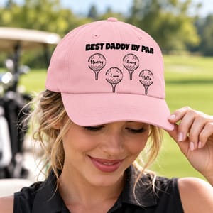 Best Dad Grandpa By Par Golf Clubs - Personalized Vintage Washed Denim Cap