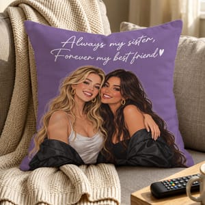 Custom Sister and Best Friend Pillow - Personalized Photo Illustration with Special Message