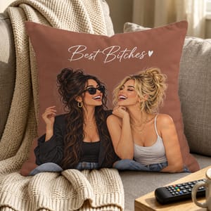 Custom Sister and Best Friend Pillow - Personalized Photo Illustration with Special Message