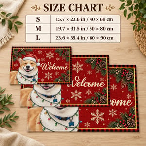 Custom Pet Photo Christmas Doormat, Personalized Dog Welcome Mat, Santa Puppy Holiday Door Decor, Christmas Gift for Dog & Cat Lovers