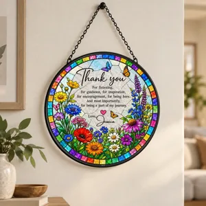Personalized Thank You Stained Glass Suncatcher, Custom Teacher Appreciation Gift, Coworker Gifts, Mentor Gift, Mother's Day Keepsake