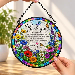 Personalized Thank You Stained Glass Suncatcher, Custom Teacher Appreciation Gift, Coworker Gifts, Mentor Gift, Mother's Day Keepsake