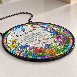 Personalized Thank You Stained Glass Suncatcher, Custom Teacher Appreciation Gift, Coworker Gifts, Mentor Gift, Mother's Day Keepsake