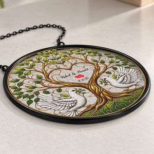 Personalized Glass Suncatcher Custom Name Date Tree of Life Couple Window Hanging Gift