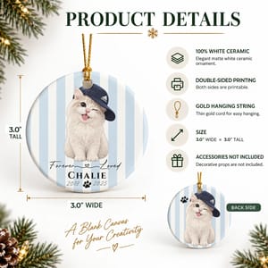 Personalized Memorial Ornament Custom Pet Name Date 4 Style Options Christmas Keepsake