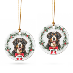 Custom Photo Bernese Mountain Dog Christmas Ornament, Personalized Bernese Mountain Dog Ornament, Bernese Mountain Dog Gifts, Dog Keepsake