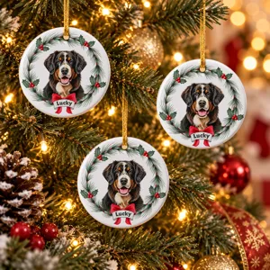Custom Photo Bernese Mountain Dog Christmas Ornament, Personalized Bernese Mountain Dog Ornament, Bernese Mountain Dog Gifts, Dog Keepsake