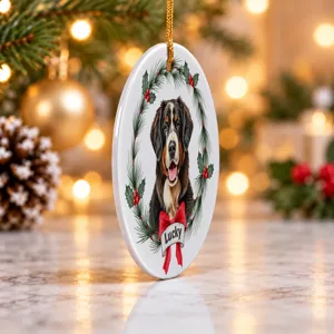Custom Photo Bernese Mountain Dog Christmas Ornament, Personalized Bernese Mountain Dog Ornament, Bernese Mountain Dog Gifts, Dog Keepsake