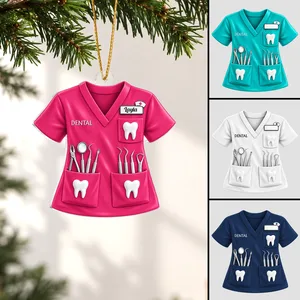 Custom Name Dentist Ornament Dental Assistant Scrub Christmas Gift