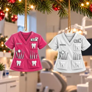 Custom Name Dentist Ornament Dental Assistant Scrub Christmas Gift