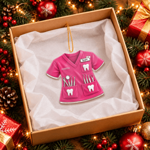 Custom Name Dentist Ornament Dental Assistant Scrub Christmas Gift