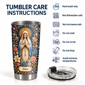Personalized Catholic Tumbler 20oz, Virgin Mary Tumbler, Catholic Gift, Christian Prayer Cup, Religious Gift for Women