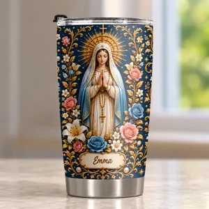 Personalized Catholic Tumbler 20oz, Virgin Mary Tumbler, Catholic Gift, Christian Prayer Cup, Religious Gift for Women
