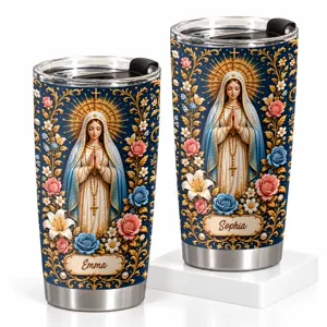 Personalized Catholic Tumbler 20oz, Virgin Mary Tumbler, Catholic Gift, Christian Prayer Cup, Religious Gift for Women
