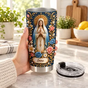 Personalized Catholic Tumbler 20oz, Virgin Mary Tumbler, Catholic Gift, Christian Prayer Cup, Religious Gift for Women