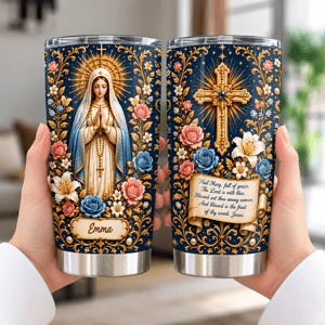 Personalized Catholic Tumbler 20oz, Virgin Mary Tumbler, Catholic Gift, Christian Prayer Cup, Religious Gift for Women
