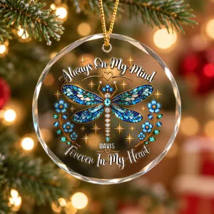 Personalized Dragonfly Memorial Ornament, Christmas Memorial Gift, In Loving Memory Ornament, Loss of Loved One Gift, Remembrance Gift