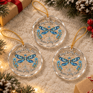 Personalized Dragonfly Memorial Ornament, Christmas Memorial Gift, In Loving Memory Ornament, Loss of Loved One Gift, Remembrance Gift