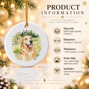 Personalized Double-Sided Round Ceramic Christmas Ornament Custom Pet Photo & Name – Memorial Keepsake Gift
