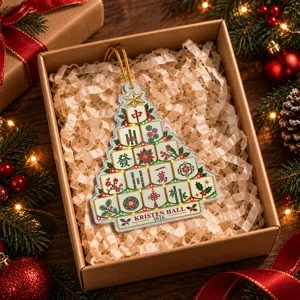 Personalized Ceramic Christmas Ornament Mahjong Tree Custom Name and Year Holiday Gift