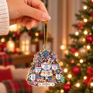 Personalized Acrylic Christmas Ornament Patriotic Baking Theme Custom Name Holiday Gift