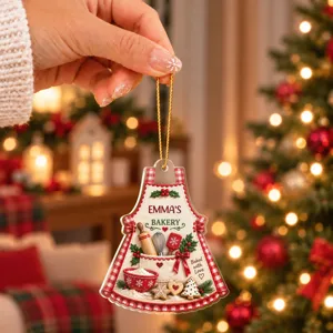 Custom Name Baker Ornament Personalized Acrylic Christmas Apron Decoration