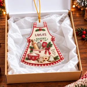 Custom Name Baker Ornament Personalized Acrylic Christmas Apron Decoration