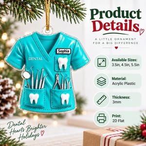 Dentist Uniform Custom Name - Personalized Acrylic Ornament - Christmas Gift for Wife, Daughter, Best Friends
