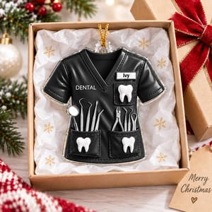 Dentist Uniform Custom Name - Personalized Acrylic Ornament - Christmas Gift for Wife, Daughter, Best Friends