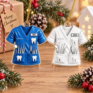 Dentist Uniform Custom Name - Personalized Acrylic Ornament - Christmas Gift for Wife, Daughter, Best Friends