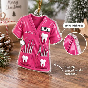 Dentist Uniform Custom Name - Personalized Acrylic Ornament - Christmas Gift for Wife, Daughter, Best Friends