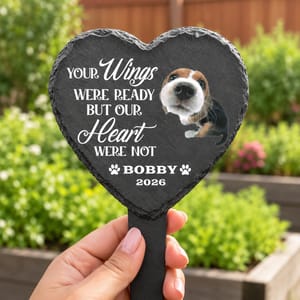 Custom Photo Once By My Side Forever In My Heart - Personalized Heart Slate Garden Stake