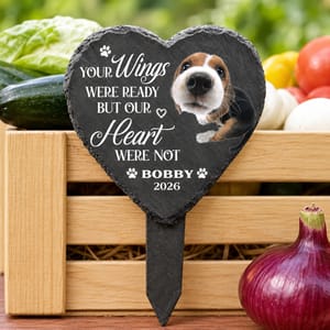 Custom Photo Once By My Side Forever In My Heart - Personalized Heart Slate Garden Stake