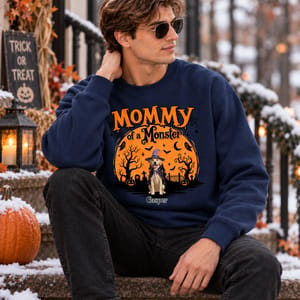 Mommy of a Monster  -  Personalized Pet Halloween Sweatshirt Custom Photo & Name