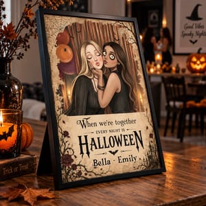 Personalized Halloween Poster Custom Photo & Names – Best Friends Halloween Night Wall Decor Gift for Friends