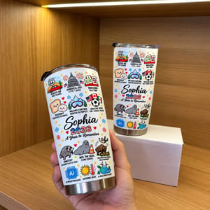 Personalized 20oz Tumbler Custom Name – 2026 A Year To Remember USA Travel Sports & Fun Events Stainless Steel Cup Gift