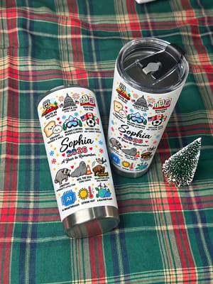 Personalized 20oz Tumbler Custom Name – 2026 A Year To Remember USA Travel Sports & Fun Events Stainless Steel Cup Gift
