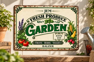 Personalized Garden Fresh Produce Custom Classic Metal Signs