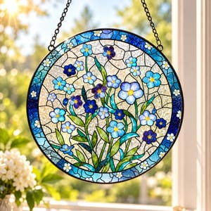 Forget Me Not Stained Glass Suncatcher: Memorial Window Hanging, Sympathy Gift for Miscarriage Mom