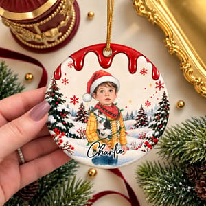 A Little Portrait From a Christmas Story Personalized Ornament, Custom Photo & Name, Snowy Winter Keepsake, Family Holiday Gift
