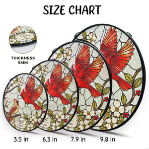 Cardinal Birds Memorial Stained Glass Suncatcher – Personalized Dad Name & Memorial Years, In Loving Memory Window Hanging, Sympathy Gift