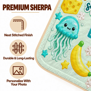 The Year of Squishy Hunting – Personalized Name Cute Squishy Characters Blanket, Kawaii Cozy Throw Blanket, Gift for Kids & Squishy Lovers