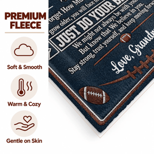 Personalized Football Throw Blanket Custom Name – To Our Grandson Inspirational Sports Blanket, Cozy Gift from Grandma