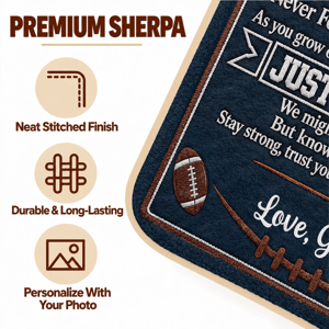 Personalized Football Throw Blanket Custom Name – To Our Grandson Inspirational Sports Blanket, Cozy Gift from Grandma