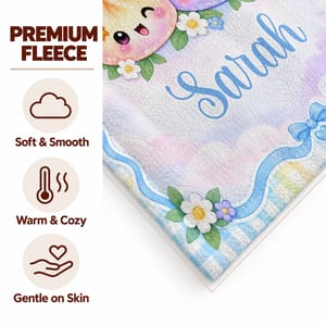 Personalized Sherpa Blanket - Custom Name Cute Dumpling Trio, Pastel Rainbow Throw Blanket