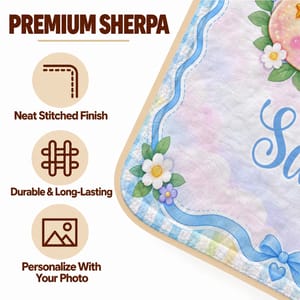 Personalized Sherpa Blanket - Custom Name Cute Dumpling Trio, Pastel Rainbow Throw Blanket