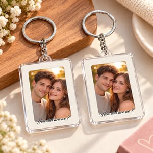 Drive Safe I Love You Custom Couple Photo & Text - Personalized Double-Sided Acrylic Keychain - Romantic Gifts for Boyfriend, Girlfriend & Couples